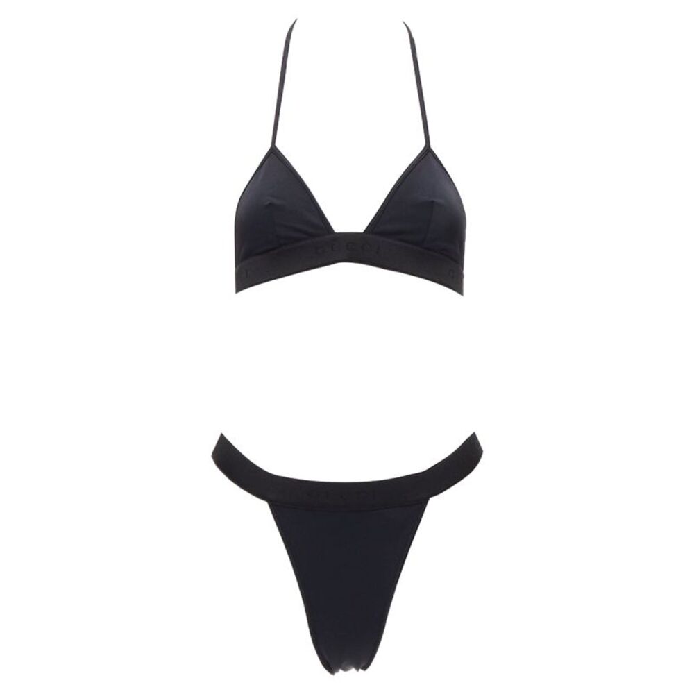 GUCCI Tom Ford Vintage black GG logo thong bottom 2-pc bikini swim set S - Picture 10 of 10
